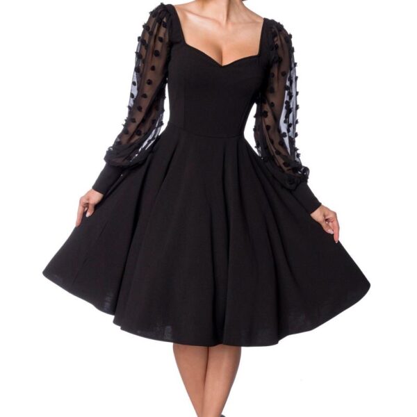Fekete hosszúujjú retro ruha-0