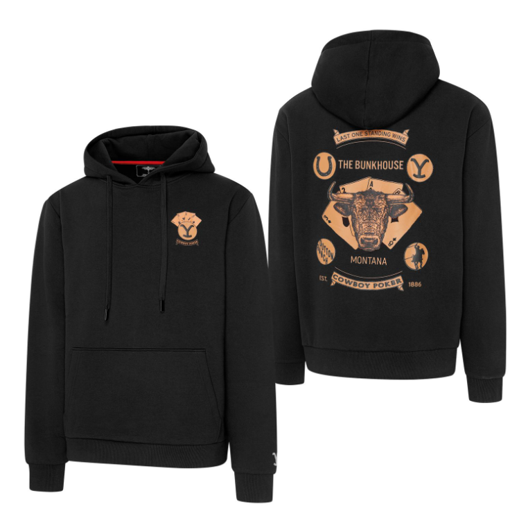 1079A0 Hoodie The Bunkhouse Yellowstone unisex pulóver a Stars&Stripestől. XS-3XL méretekben.